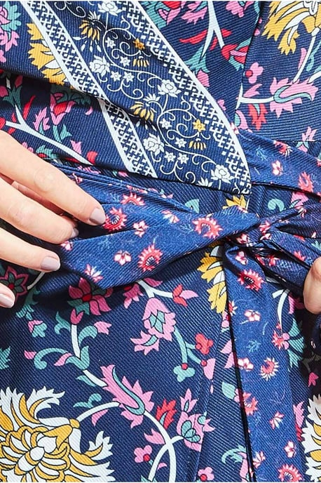 Goddiva Floral Print Wrap Midi With Flutter Sleeves