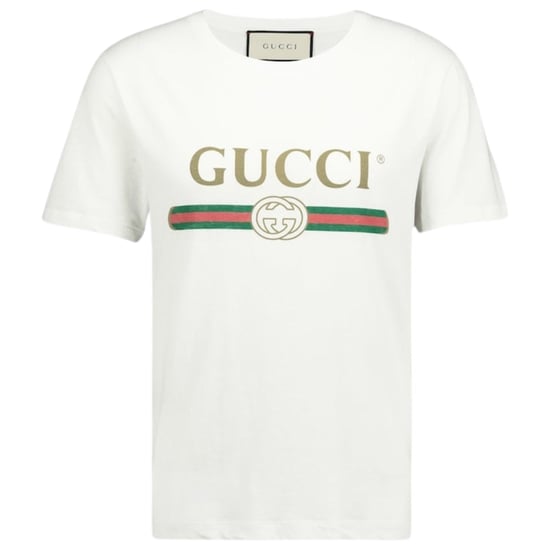 Gucci Washed Gucci Logo Slim Fit White T-Shirt - Image 1