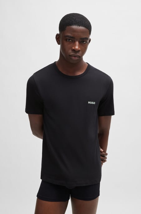 Men's Hugo 3 Pack of Cotton Underwear T-Shirts in Black