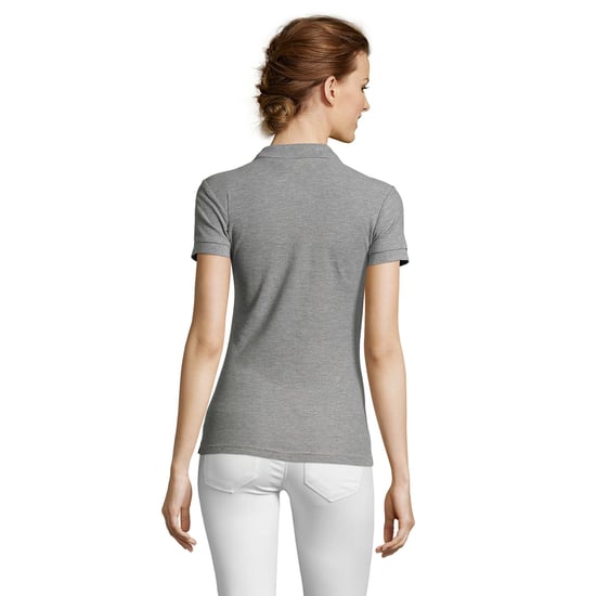 SOLS Womens/Ladies People Pique Short Sleeve Cotton Polo Shirt (Grey Marl) - Image 2