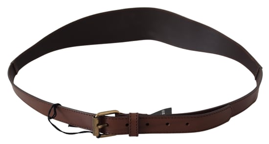 PLEIN SUD Women's Brown Leather Gold Metal Buckle Belt