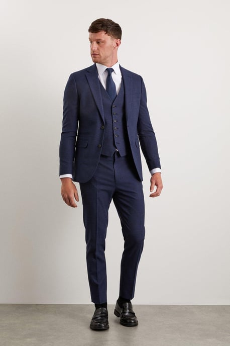 Skinny Fit Navy Marl Suit Jacket - Image 1