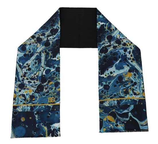 Dolce & Gabbana Blue Marble Pinstripe Frayed Men Shawl Men's Scarf