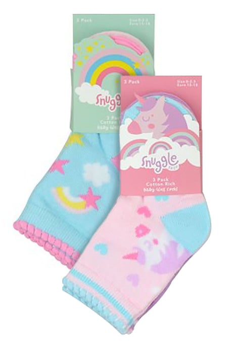 Baby Girls Unicorn Design Socks | 6 par Multipack | Sock Snob | Mjuka bomullsstrumpor - Enhörning - Image 2