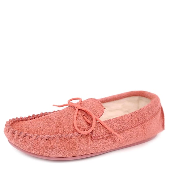 Coopers Ladies Outdoor Moccasin Suede Leather Pink Womens Slippers