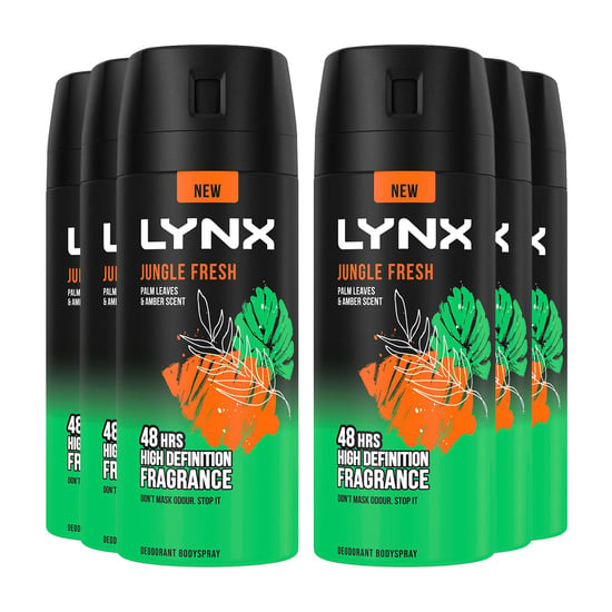 Lynx Body Spray Jungle Fresh 48H High Definition Fragrance Deodorant 150ml, 6pk