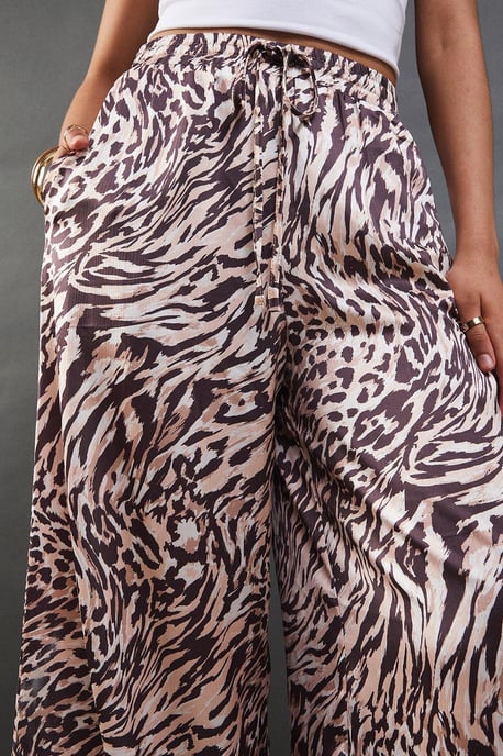 Satin Drawstring Waist Wide Leg Trouser