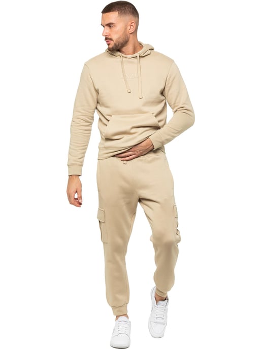 Enzo | Mens Pullover Hoodie Tracksuit Set - Stone