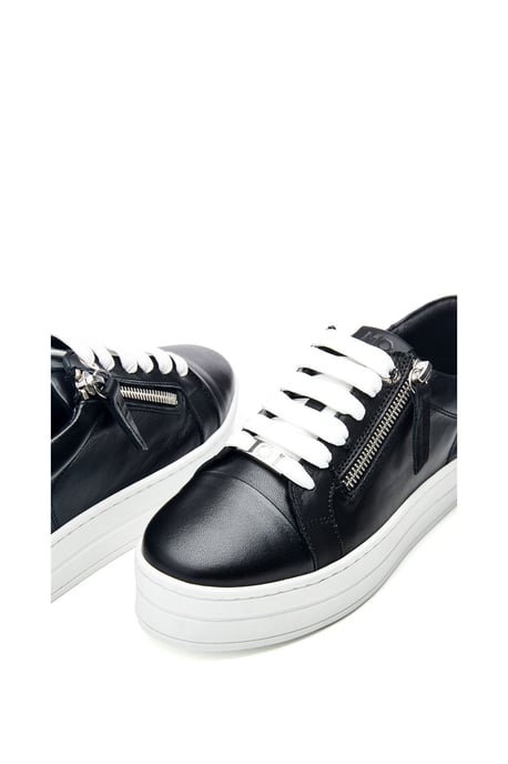 'Abbiy' Black Leather Trainer