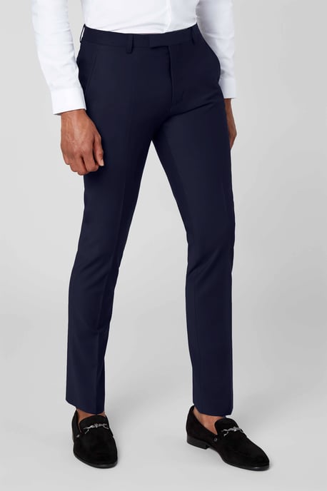 Ellroy Skinny Fit Dark Navy Wool Trousers