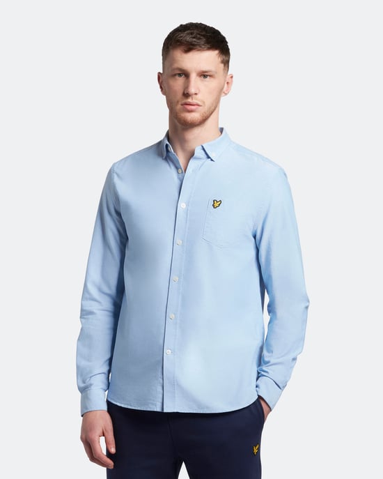 Lyle & Scott – Blå, lätt oxfordskjorta med normal passform - Image 1
