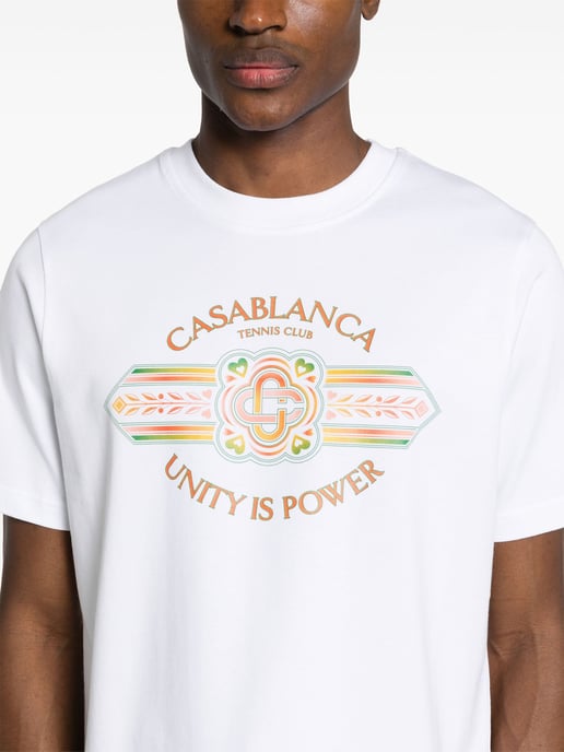 Casablanca Unity Is Power Printed T-Shirt in White - Image 2