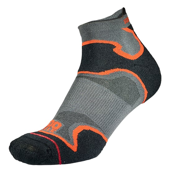 1000 Mile - Mens Double Layer Fusion Ankle Running Padded Socks - Black / Orange - Image 1