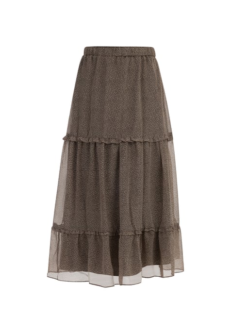 Dreimaster Maxi rok Dames olijf wol wit - Image 1