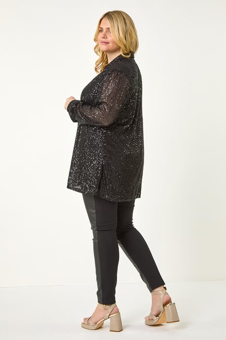 Curve Sequin V-Neck Stretch Blouse