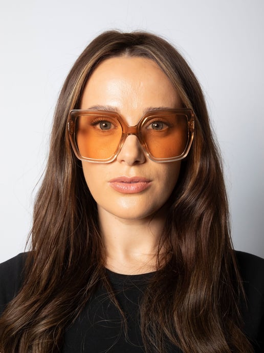 Oversize Cateye Sunglasses with Diamante Detail in Champagne