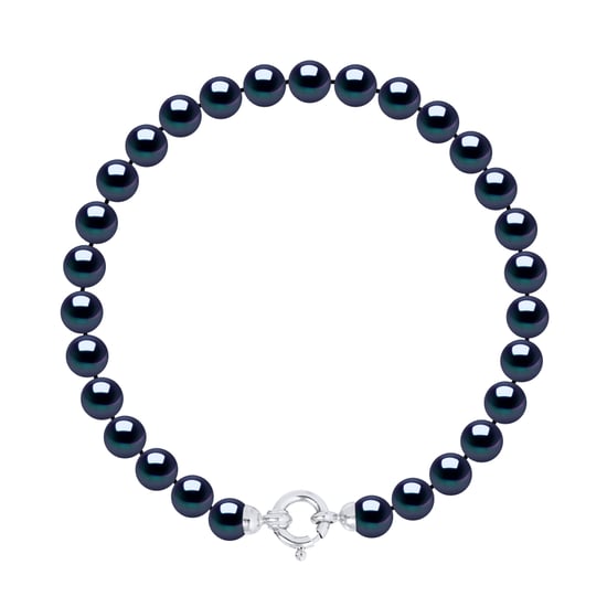 DIADEMA - Bracelet - Real Freshwater Pearls - Black Tahitian Style- White Gold