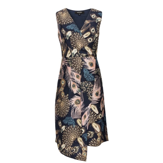 Mid-length cross-heart dress with feather print - Image 3