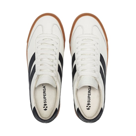 Superga Unisex Adult 4834 Club S Swallow Contrast Detail Vegan Leather Trainers (White/Black/Gum)