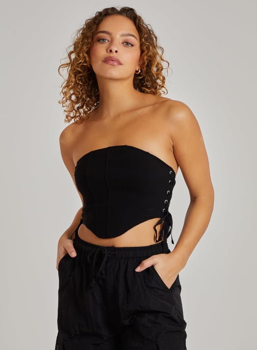 Cargo Side Lace Up Corset Bandeau Top
