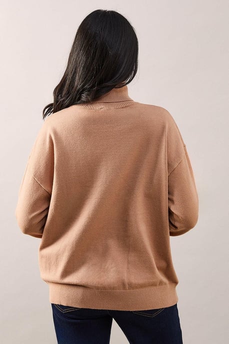Petite Pocket Front Roll Neck Jumper