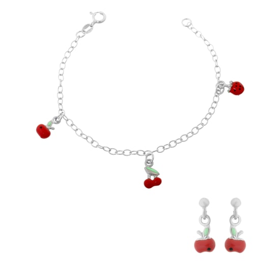 Orphelia 'Apple' Kinder 925 Sterling Zilveren Set: Armband + Oorbellen - Zilver SET-7149/1 - Image 1
