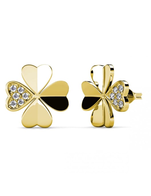 Örhängen med klöverblad - guld och kristall - Image 1