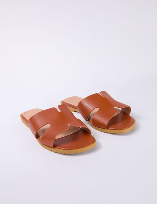 Textured Cross Front Flat Sandal
