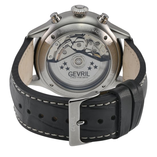 Gevril Vaughn Chronograph Grey Leather Swiss Automatic ETA 7750 Watch