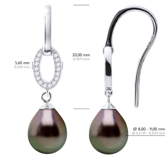 Earrings Real Cultured Tahiti Pearls Pear 8-9 mm - Image 2