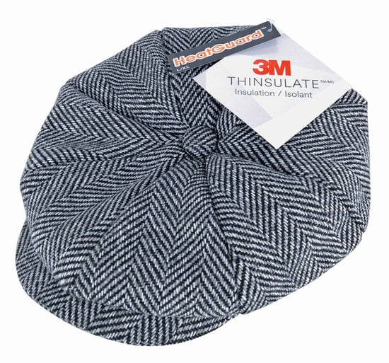 Mens Herringbone Pattern Fleece Lined Winter Wool Newsboy Hat Cap - Image 2