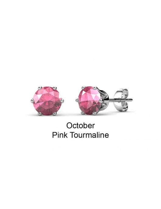 Birth Stone October Earrings - Silver and Pink - Image 3