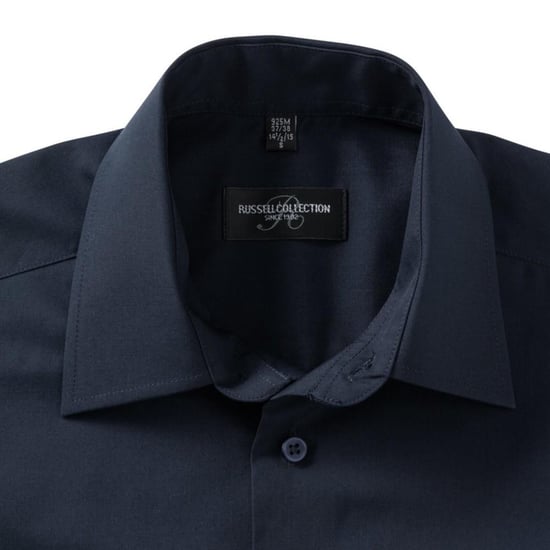 Russell Collectie Heren Korte Mouwen Poly-Katoen Easy Care op maat gemaakt Poplin Shirt (Franse marine) - Image 4