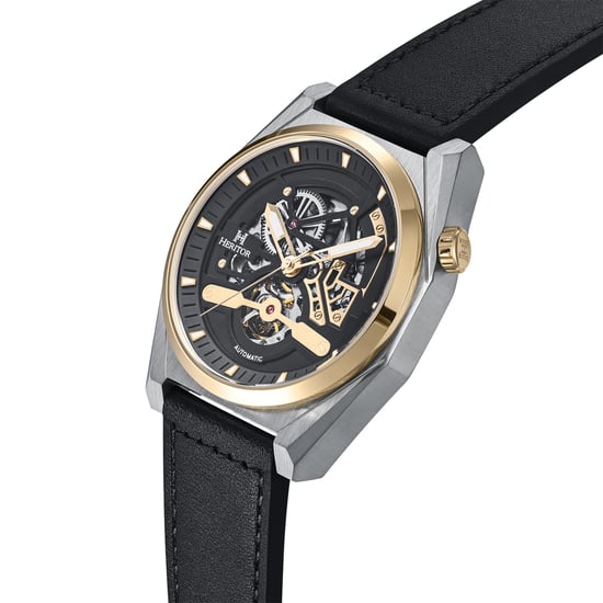 Heritor Automatic Amadeus Semi-Skeleton Leather-Band Watch