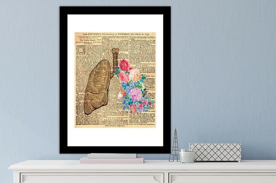 2in1 Flowery Lung Poster Self Adhesive DIY Wall Sticker, Living room wall sticker