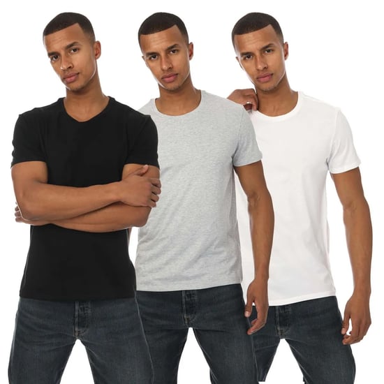 Men's Lacoste 3 Pack Crew Neck Plain Cotton T-Shirts in Black Grey White - Image 1