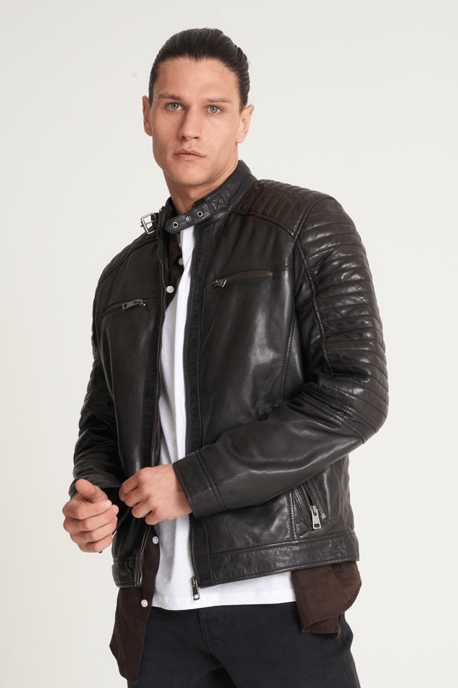 Barneys Originals Veg Tanned Ribbed Racer Jacket