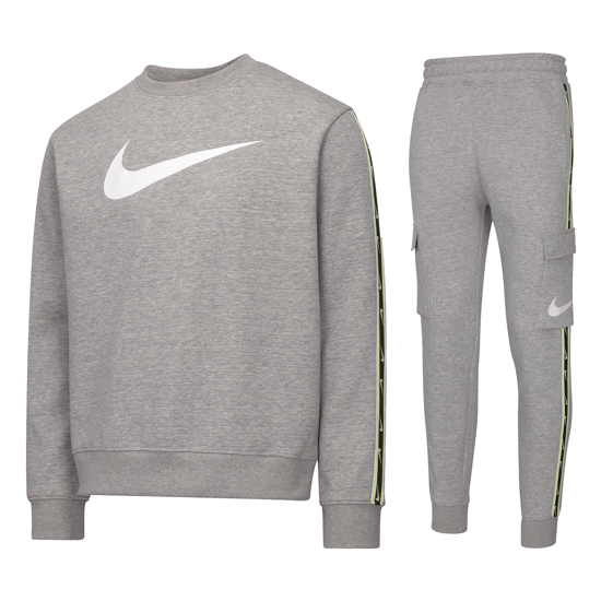 Nike Sportswear Men's Repeat Crew Fleece Tracksuit Dark Grey Heather/White