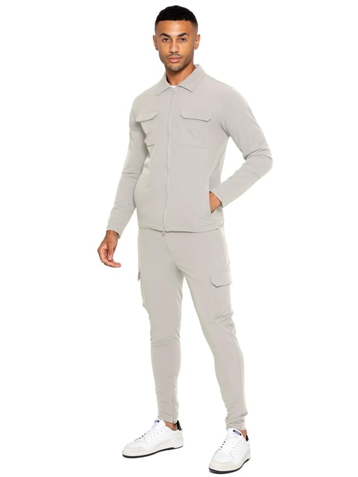 Enzo | Heren Cargo Shacket Trainingspak Set - Steen - Image 2