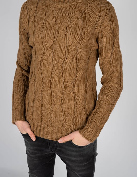 Xagon Man Pullover Turtleneck Men's Beige - Image 5