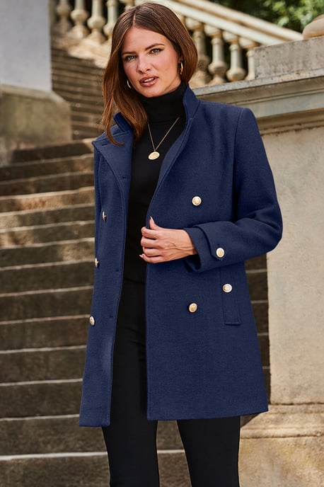 Navy Blue Double Breasted Coat