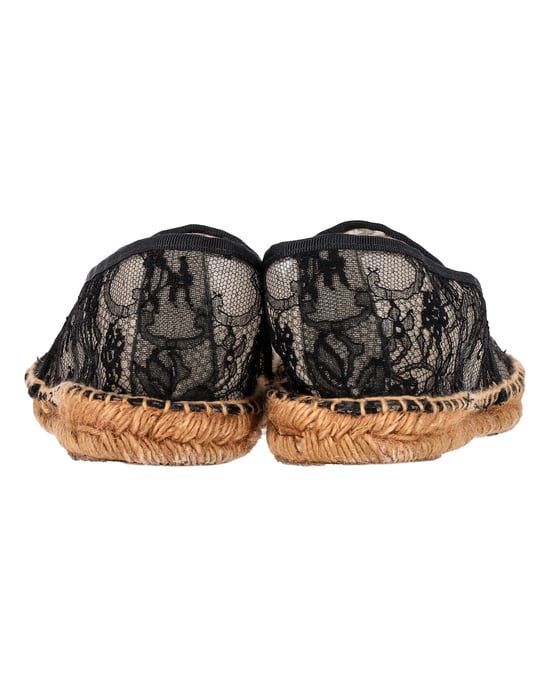 Dolce & Gabanna Lace Espadrille Flats in Black Canvas - Image 4