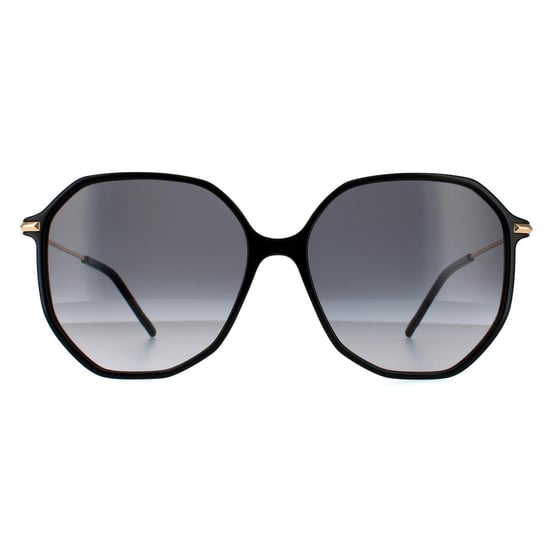 Hugo Boss Round Womens Black Gold Dark Grey Gradient Sunglasses - Image 1