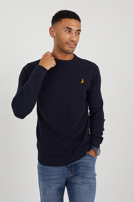 Midnight 'Heist' Crew Neck Waffle Knit Jumper