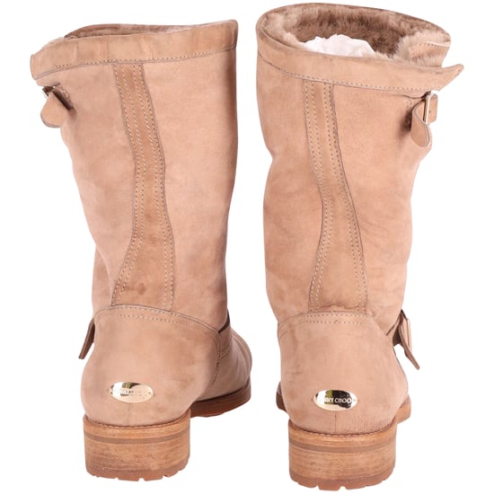Jimmy Choo Platte Bikerlaarzen in Nude Suède - Image 4