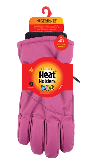 Heat Holders Childrens Snowflake Winter Thermal Lined Cuffs Performance Gloves - Pink - Image 2