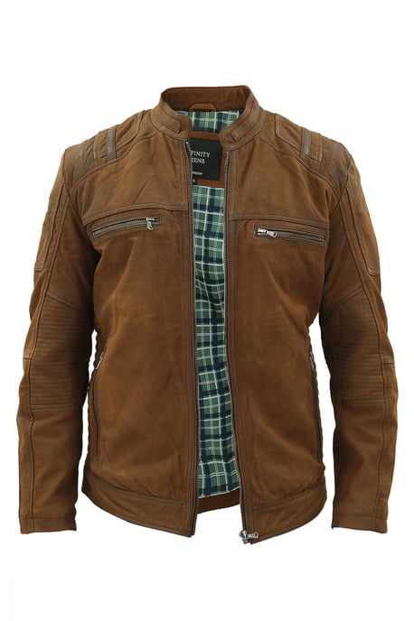 Mens Buff Leather Racer Biker Jacket-Vienna