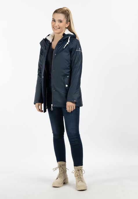 Dreimaster Regenjas met teddy voering Dames marine - Image 1