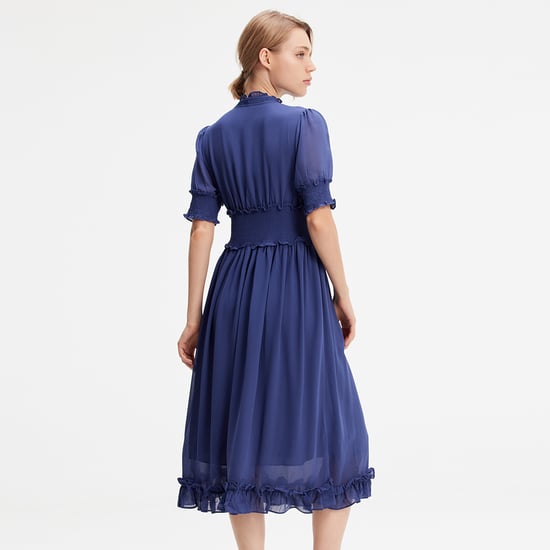 Chiffon -jurk met korrels en kleine ruches - Image 4