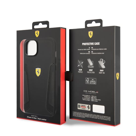 Ferrari iPhone 14 Logo Leather Phone Case